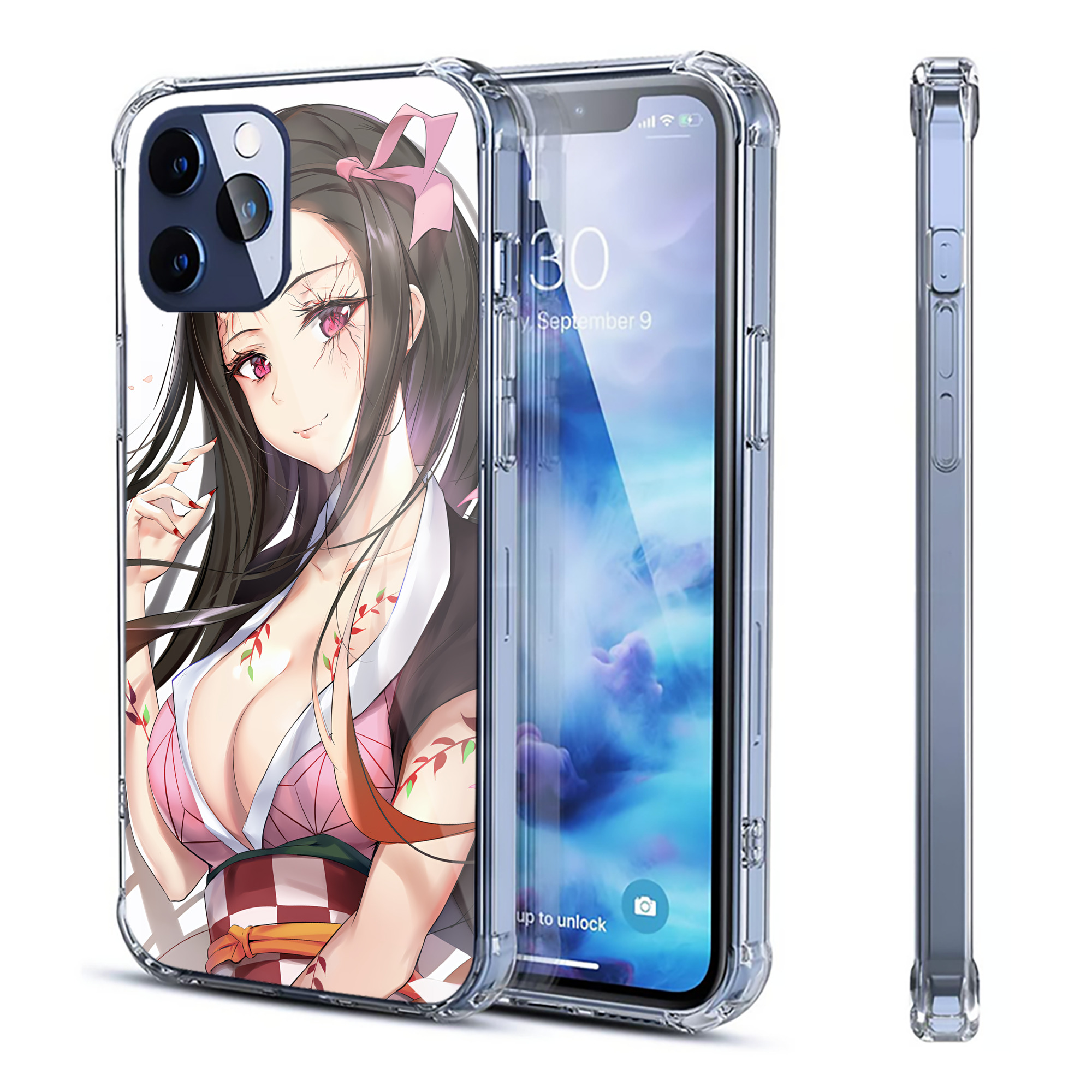 （画像用） 鬼滅の刃（きめつのやいば）竈門 禰󠄀豆子／かまど ねずこ Kamado Nezuko 【iPhone 12シリーズ対応】透明スマホケース（クリアソフトケース）